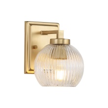 Golden 3094-BA1 BCB-RIB - Yep by Golden Lighting Elliott 1-light Vanity in Brushed Champagne Brass and Clear Ribbed Glass